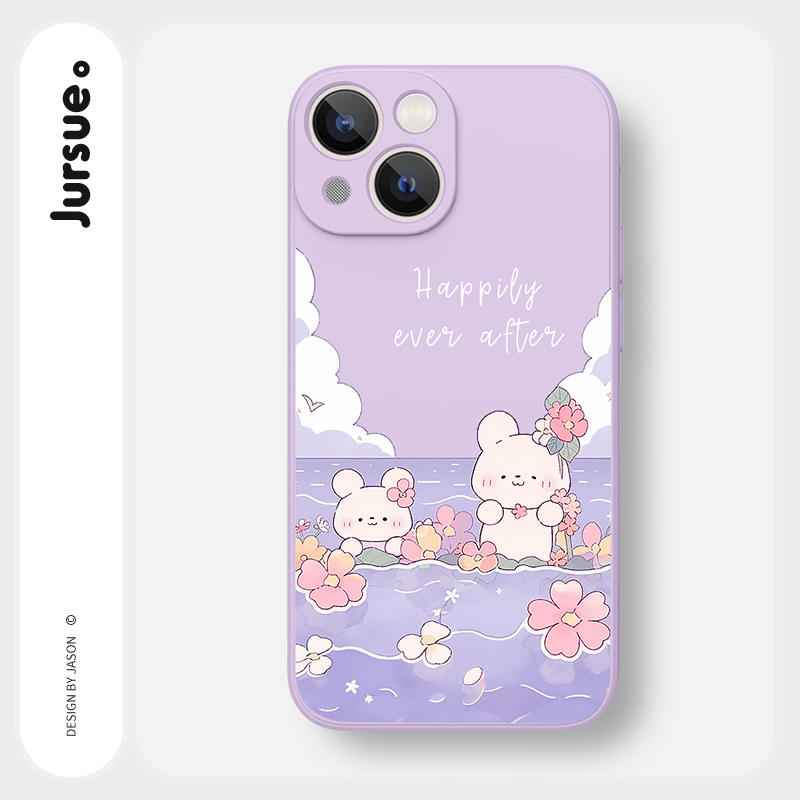 Ốp lưng JURSUE mềm hoạt hình độc lạ dễ thương đẹp Cho iPhone 15 14 13 12 11 Pro Max SE 2020 X XR XS 8 7 ip 6S 6 Plus kute XYY4336