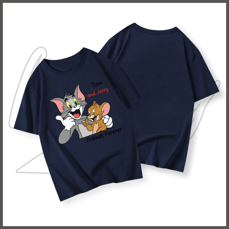 Áo phông nam wash BEEYANBUY áo thun cổ tròn tay lỡ in hình Tom and Jerry unisex ulzzang 100% cotton-Y0563