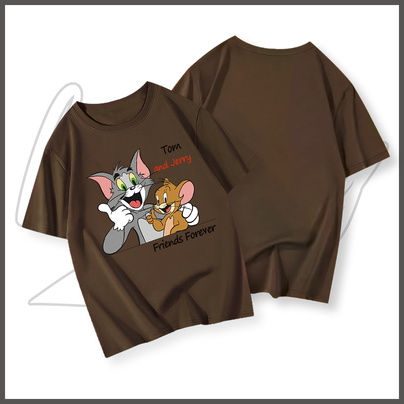 Áo phông nam wash BEEYANBUY áo thun cổ tròn tay lỡ in hình Tom and Jerry unisex ulzzang 100% cotton-Y0563