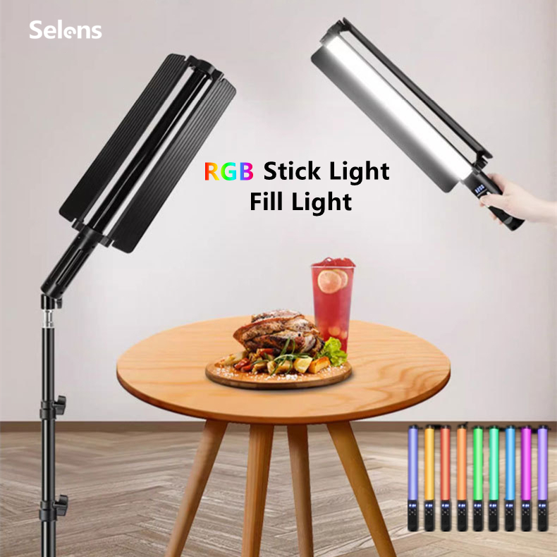Đèn dính Selens RGB có chân đế Đèn ống cầm tay Đèn Video LED có thể điều chỉnh để chụp ảnh Studio Ti