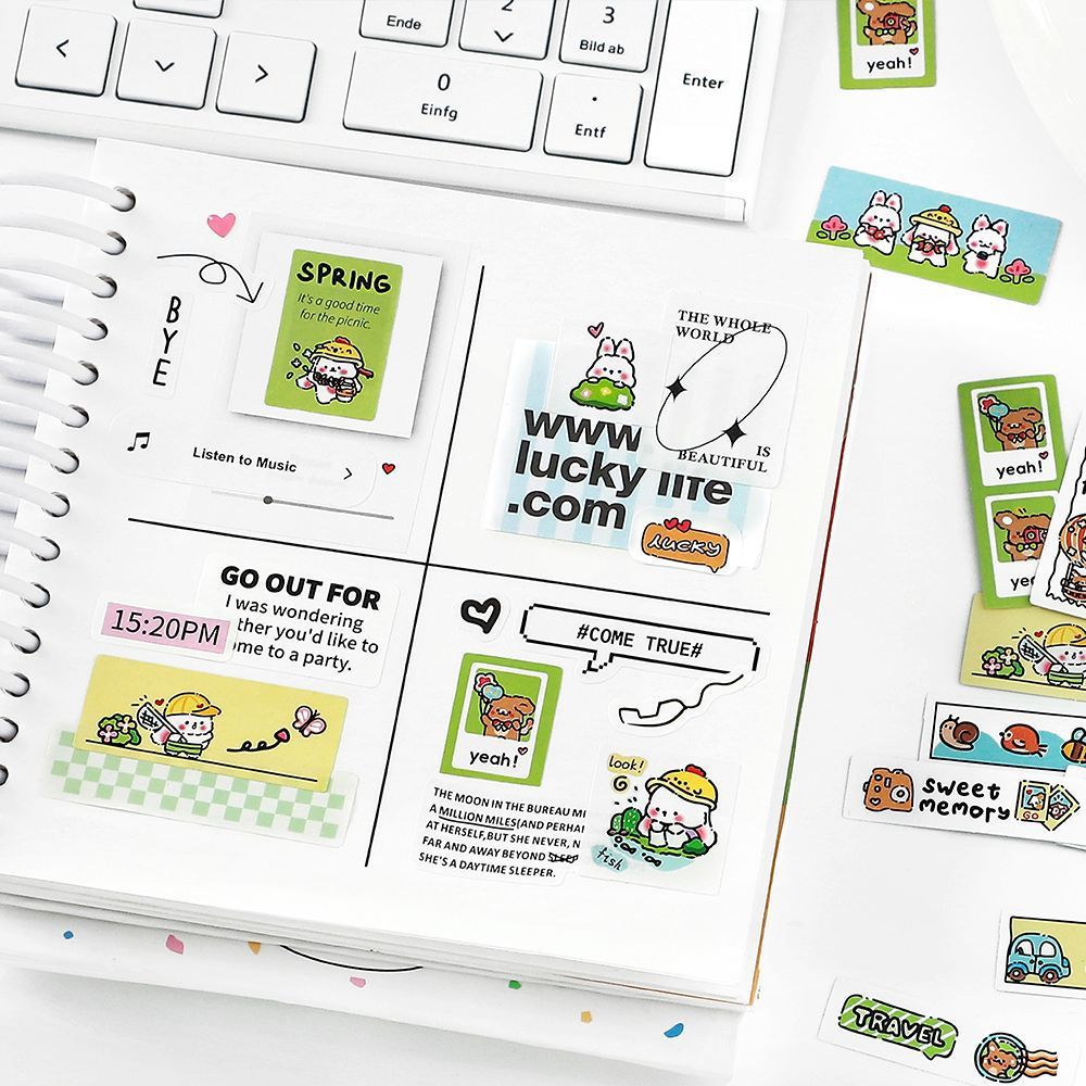 Mr. Paper 40 vé/túi Dán keo dán Phim hoạt hình dễ thương Động vật Sáng tạo tài khoản Nguyên liệu ghép đôi goolka DIY điện thoại di động Tấm thiệp điện tử Cái cốc Niêm phong trang trí