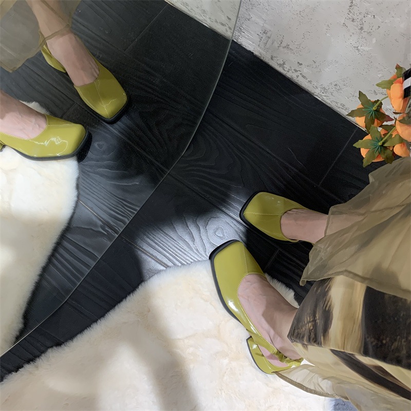 Facesun Giày Búp Bê mary jane Mũi Vuông Đế Bằng Màu Bạc Phong Cách Pháp Thời Trang Xuân Thu Cho Nữ