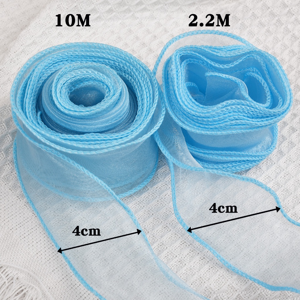 2.2/10m fishtail chiffon ribbon sóng cạnh Organza sợi Ribbon bó hoa quà tặng đóng gói đám cưới bên trang trí may cung cấp