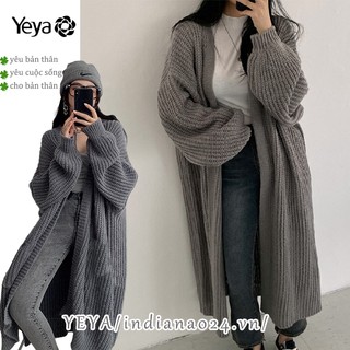Áo khoác cardigan YEYA dệt kim dáng dài dáng rộng thời trang cổ điển cho nữ