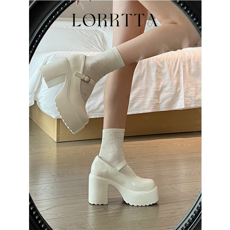 LORRTTA giày cao gót nữ giày nữ lolita giày Giày búp bê gót đại đính tinh thể 2023NEW 21Z23051902