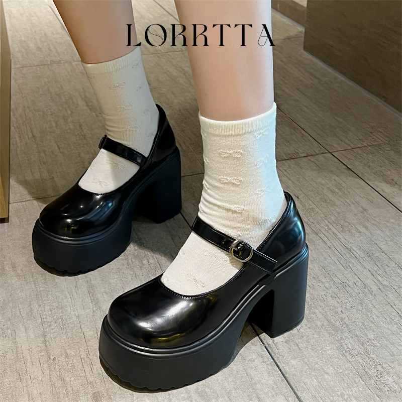 LORRTTA giày cao gót nữ giày nữ lolita giày Giày búp bê gót đại đính tinh thể 2023NEW 21Z23051902