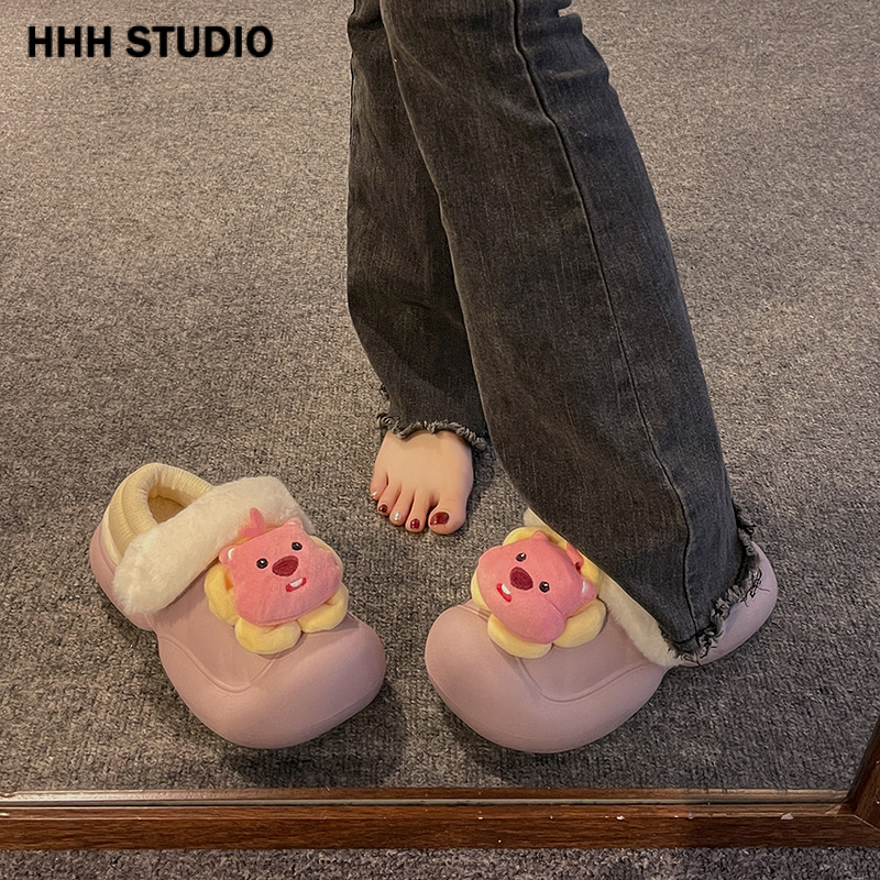 HHH  Dép bông Dép Lông đi trong nhà ĐẾ CAO SU Chất lượng cao Đế êm Đế chống trơn trượt Thoải mái FMR23B0OF1 46Z231117