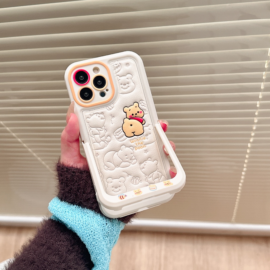 Hoạt Hình Ốp Điện Thoại Tpu In Hình winnie the pooh Có Giá Đỡ Ẩn Cho iphone 15 14 13 11 12 promax