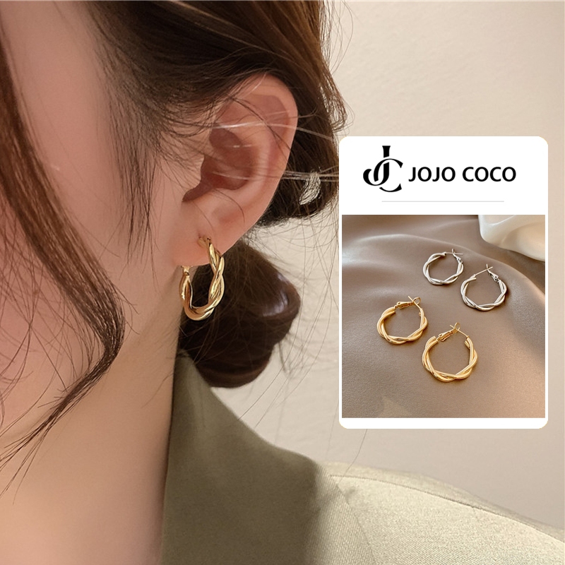 JOJO COCO Bông Tai Xoắn Ốc Đơn Giản Phong Cách Hàn Quốc Cổ Điển Thời Trang