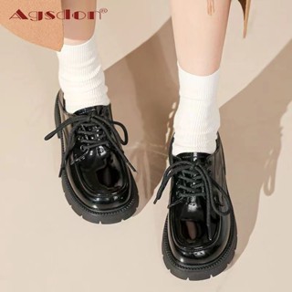 Agsdon Giày Lười Da Lót Lông Cừu Đế Dày Mềm Mại Thời Trang Anh Quốc Cho Nữ