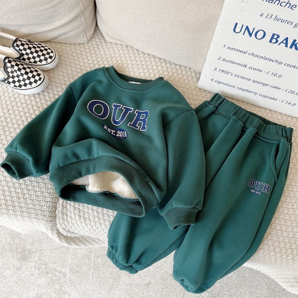 Bộ Áo sweater Tay Dài + Quần Dài Thời Trang Thu Đông Cho Bé 1-6 Tuổi