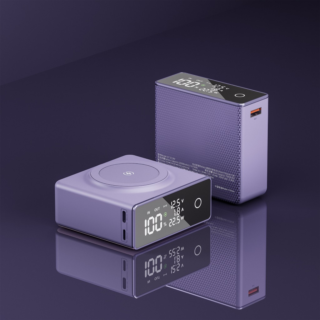 Sạc Dự Phòng 20000mAh PD20W Không Dây Có Màn Hình Kỹ Thuật Số Cho iphone 12 13 Mac Book
