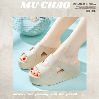 MUCHAO Dép Sandal Đế Bằng Dày Dặn Thắt Nơ Xinh Xắn Thời Trang Cho Nữ