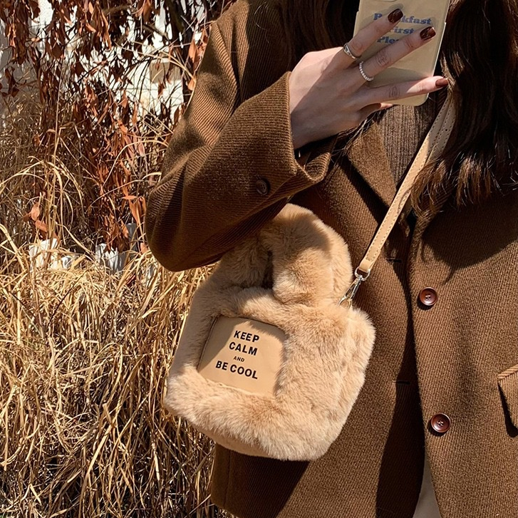 Galallcheer Túi Đeo Chéo Cỡ Lớn Bằng Vải Lông Phong Cách Nhật Bản Dễ Thương Thời Trang Cho Nữ