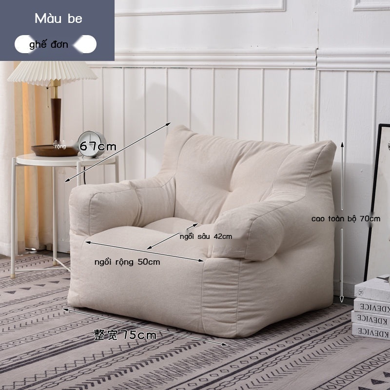 Ghế sofa lười tatami hạt xốp, cỡ nhỏ, ghế đơn, siêu bền và nhẹ phong cách Nhật Bản