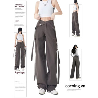 Thời trang phong cách hàn quốc unisex quần chở hàng mới quần ống rộng cổ điển fashion unisex quần túi hộp nữ quần baggy Quần ống rộng