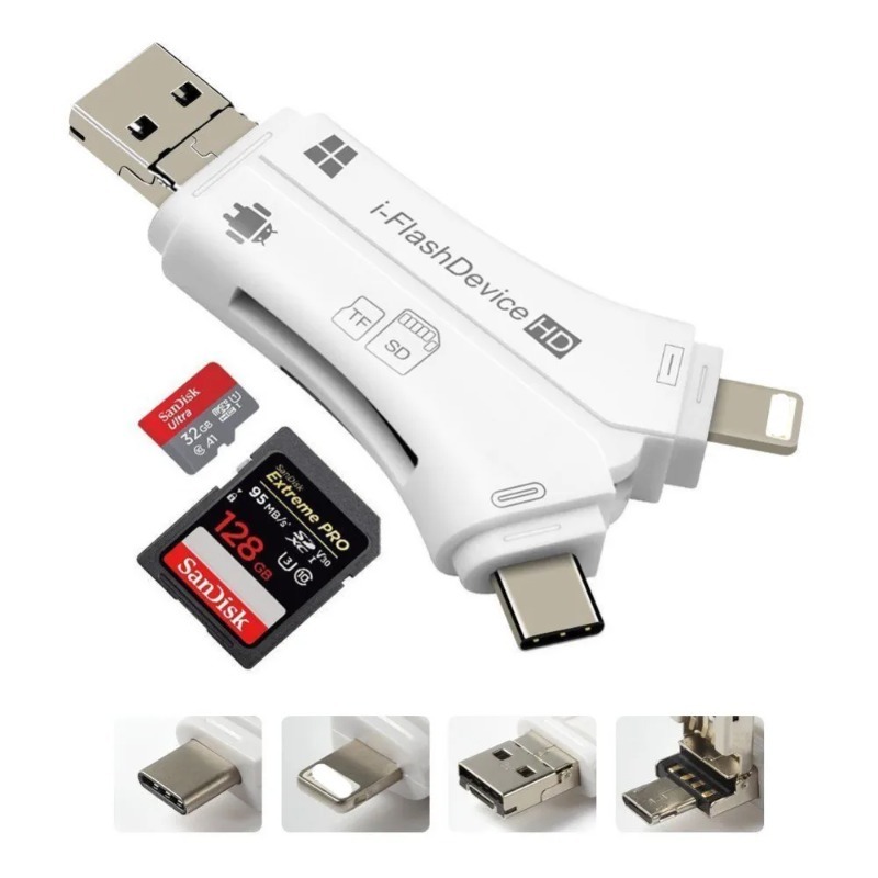 Đầu Đọc Thẻ Nhớ micro sd & tf 4 Trong 1 Cho iphone ipad macbook camera