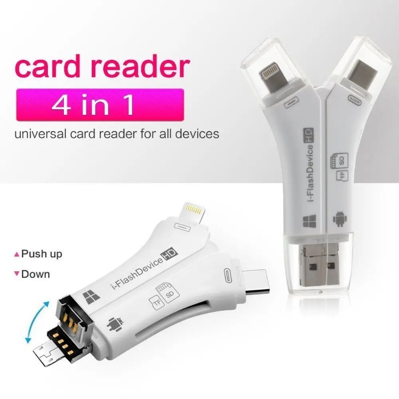 Đầu Đọc Thẻ Nhớ micro sd & tf 4 Trong 1 Cho iphone ipad macbook camera