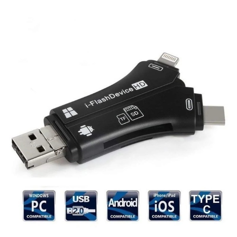 Đầu Đọc Thẻ Nhớ micro sd & tf 4 Trong 1 Cho iphone ipad macbook camera
