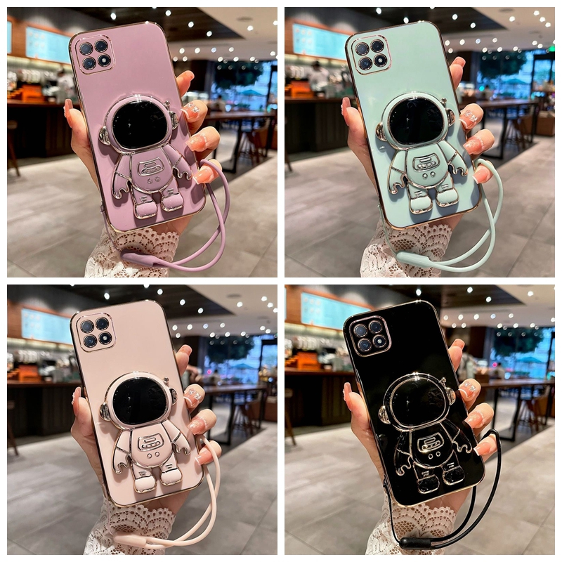 ốp lưng Samsung A14 5G 4G A22 5G A32 5G A53 5G A54 5G A42 M42 Mạ điện thẳng phi hành gia đứng+dây bu