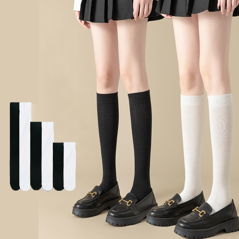 FHYL Vớ Dài Đến Đầu Gối cotton Mềm Mại Đa Năng Màu Trắng Đơn Giản Phong Cách lolita Nhật Bản Cho Nữ