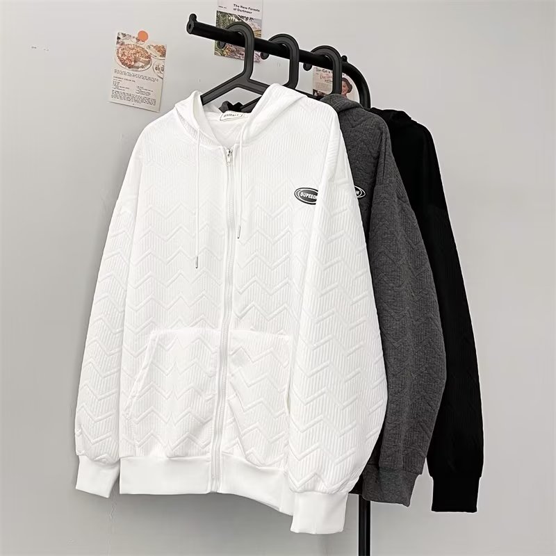 Áo hoodie zip Khoác Cardigan Có Nón Trùm  Dáng Rộng Màu Trắng Phong Cách Hàn Quốc áo khoác nam nỉ  Thời Trang Cho Cặp Đôi áo hoodie essentials