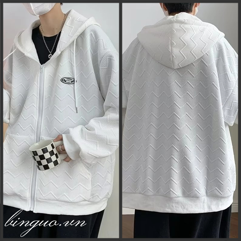 Áo hoodie zip Khoác Cardigan Có Nón Trùm  Dáng Rộng Màu Trắng Phong Cách Hàn Quốc áo khoác nam nỉ  Thời Trang Cho Cặp Đôi áo hoodie essentials