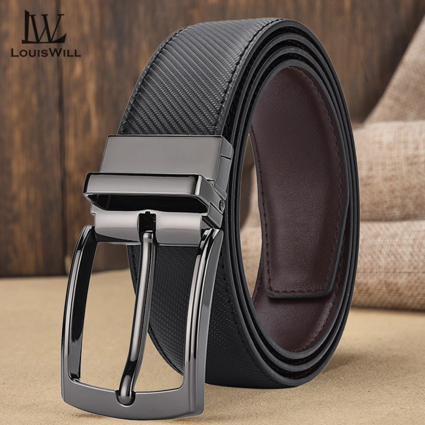 Louiswill Thắt Lưng Da Hai Màu Nút Xoay Điều Chỉnh Được Thời Trang Cho Nam