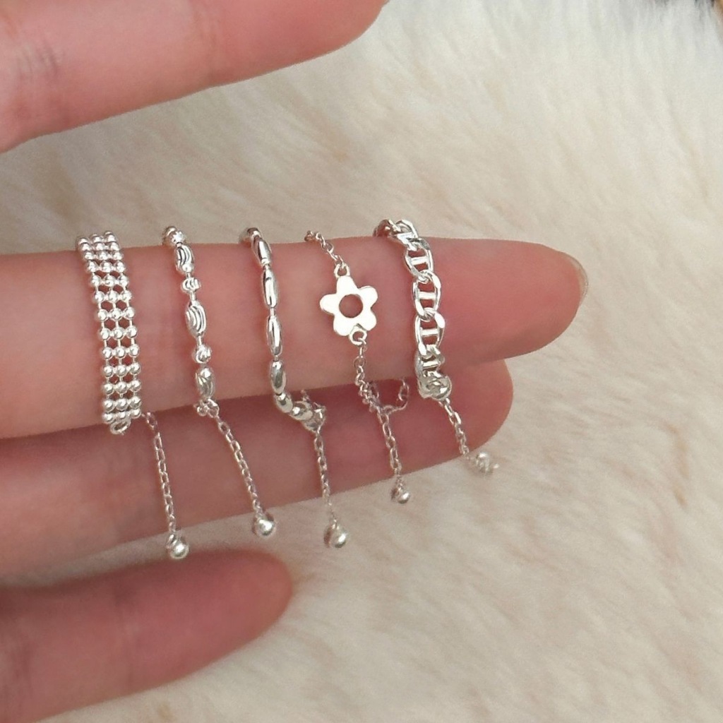 Nhẫn Đeo Ngón Tay Bằng Bạc Sterling Phong Cách Hàn Quốc Cho Nữ