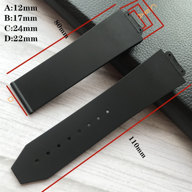 Silicone Dây Đeo Cao Su Silicon Mềm Màu Đen 24 * 17mm Cho Đồng Hồ Đeo Tay Thông Minh hublot