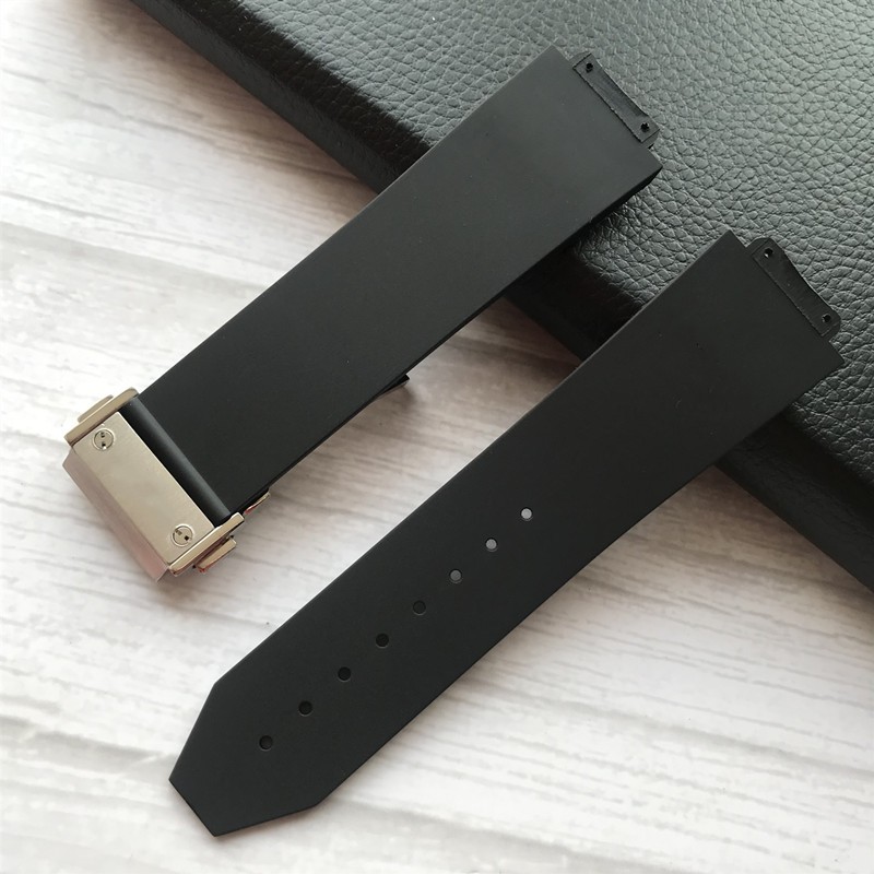 Silicone Dây Đeo Cao Su Silicon Mềm Màu Đen 24 * 17mm Cho Đồng Hồ Đeo Tay Thông Minh hublot