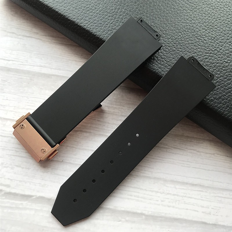 Silicone Dây Đeo Cao Su Silicon Mềm Màu Đen 24 * 17mm Cho Đồng Hồ Đeo Tay Thông Minh hublot