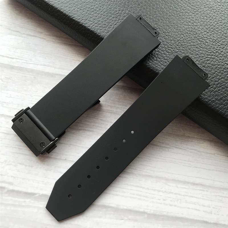 Silicone Dây Đeo Cao Su Silicon Mềm Màu Đen 24 * 17mm Cho Đồng Hồ Đeo Tay Thông Minh hublot