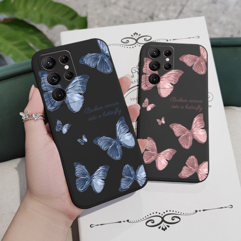 Bao Da Điện Thoại Họa Tiết Bướm Thời Trang Cho samsung galaxy s23 s22 fe ultra plus 5g Ốp
