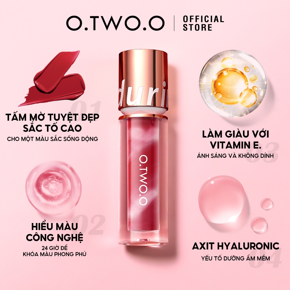 O.two.o 8Color Ultra Stay Lorepop Lip Glaze Chống Dính Mềm Mịn Dưỡng Ẩm Nước Giàu & Màu Sắc Nổi Bật Matte Chống Thấm Nước Không Khô Trang Điểm Môi