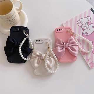 Ốp Điện Thoại tpu Mềm Đính Nơ Và Ngọc Trai Có Thể Tương Thích Với Iphone 12 13 11 pro max xs max xr x 7 8 plus