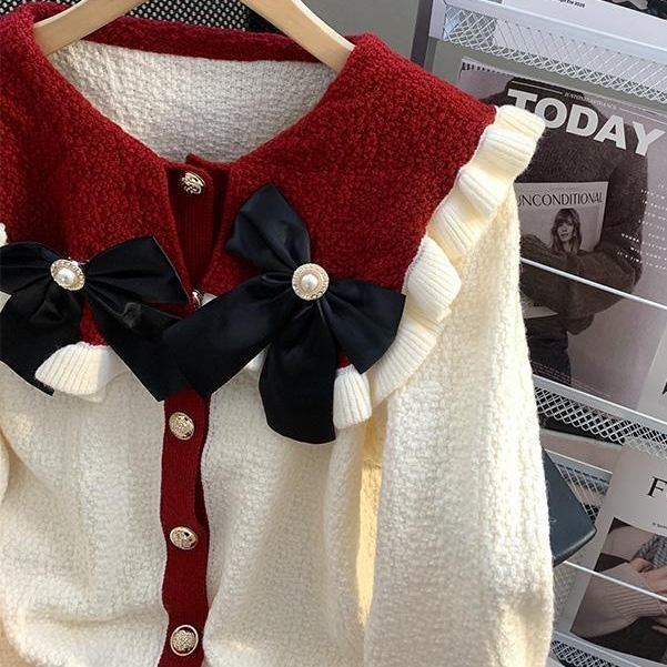 YUYAMAN Áo Len noel áo khoác cardigan Fashion Hàn Phong Trendy Vintage WXF23B0Q0T 46Z231118