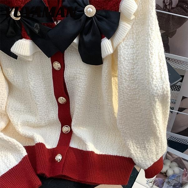 YUYAMAN Áo Len noel áo khoác cardigan Fashion Hàn Phong Trendy Vintage WXF23B0Q0T 46Z231118