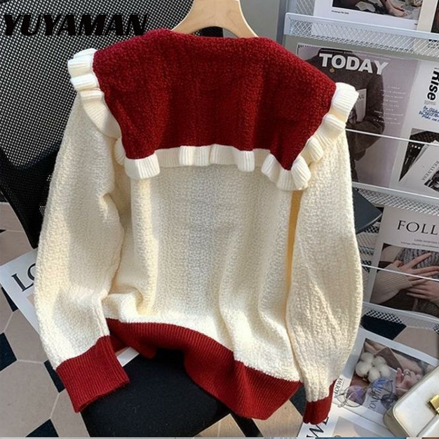 YUYAMAN Áo Len noel áo khoác cardigan Fashion Hàn Phong Trendy Vintage WXF23B0Q0T 46Z231118