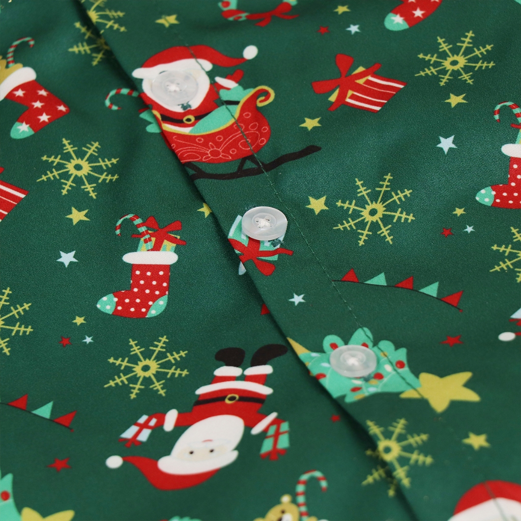 Bcbl Bộ Áo Sơ Mi Ngắn Tay + Quần short 2 Dây Họa Tiết Ông Già Noel Giáng Sinh Cho Bé Trai