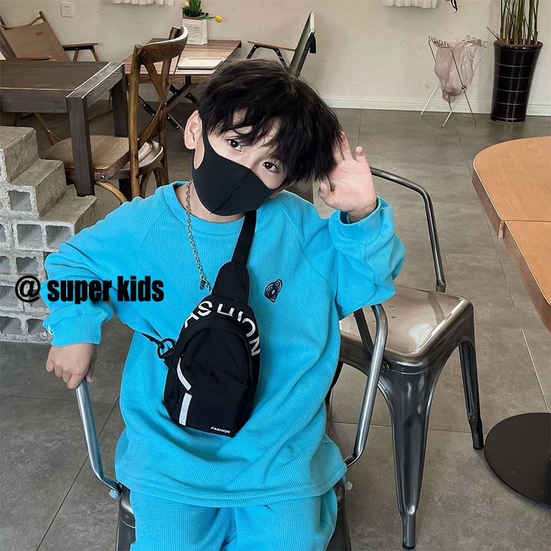SUPER KIDS Túi Đeo Chéo Ngực Vải canvas Màu Sắc Tương Phản Phong Cách Phương Tây Dành Cho Bé Trai