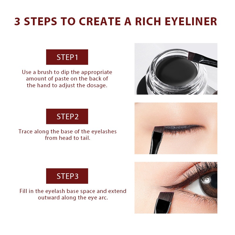 LOTTIEYA Eyeliner Paste  Eyeliner Bút chì Paste, Bền không thấm nước, Shiny Eyeshadow Gel, Eyeliner