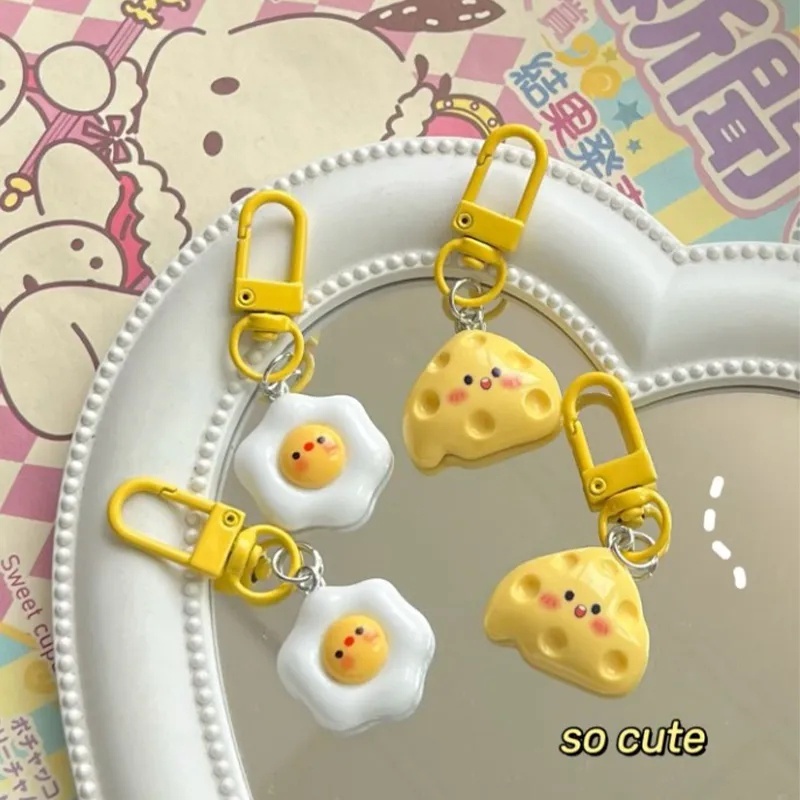 Dễ thương trứng luộc mặt dây chuyền phô mai móc khóa vui nhộn kawaii phim hoạt hình mô phỏng thực phẩm móc chìa khóa đồ chơi trẻ em quà tặng khuyến mãi mới