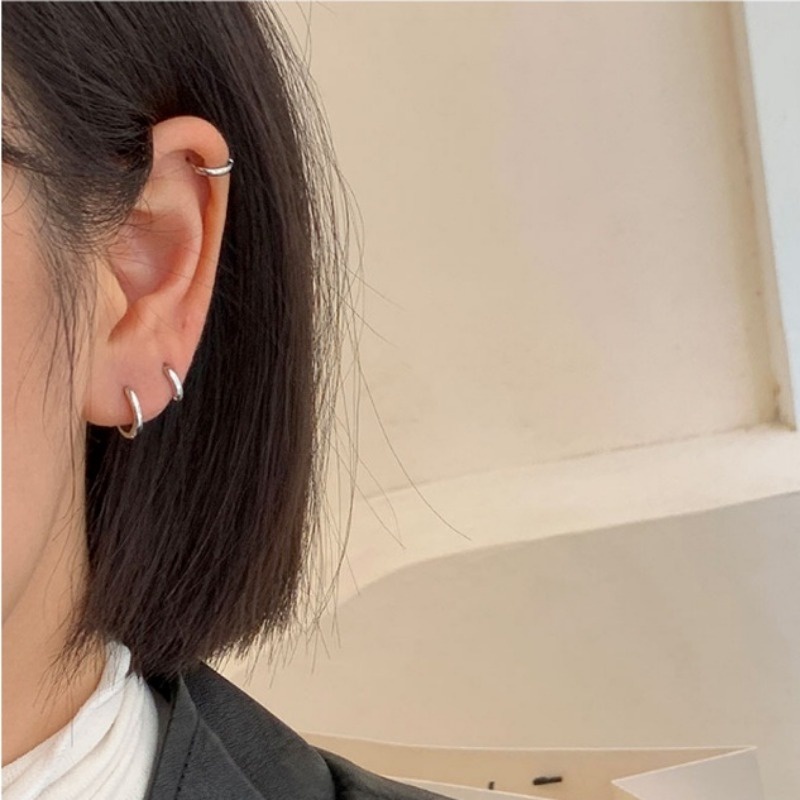 Korozo Khuyên Tai Tròn Bằng Thép Không Gỉ Phong Cách korozo Cổ Điển