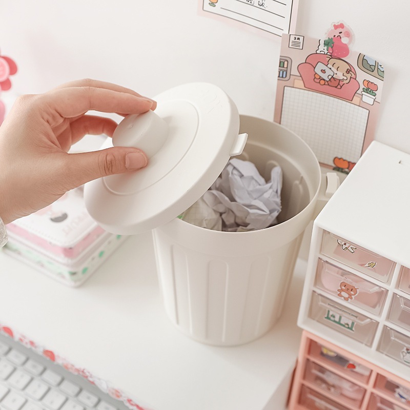 Thùng rác để bàn ký túc xá mini, thùng rác đựng đồ nhỏ xinh lưu trữ linh tinh để bàn bubblu23.vn
