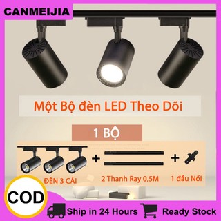 đèn rọi ray led (3 đèn + thanh ray 1 mét) COB đèn chiếu trần nhà, Đèn Ống Bơ for cửa hàng,đèn spotlight, Phòng khách trang trí nhà cửa, đèn soi tranh, ray nam châm 220v, BH 2 năm