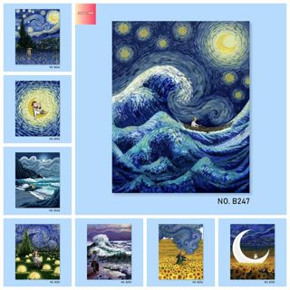 Nong yang-30*40cm-tranh sơn dầu kỹ thuật số tự làm-Van Gogh-ngôi sao hướng dương giấc mơ chữa bệnh-tranh số van gogh-tranh van gogh-tranh số hoá to--tranh vải kỹ thuật số-tranh sơn dầu kỹ thuật số-trang tranh số hoá to-bức tranh tô màu theo số