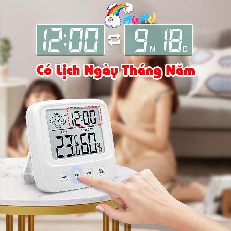 Nhiệt kế đo nhiệt độ phòng điện tử 4 trong 1 đo nhiệt độ, độ ẩm