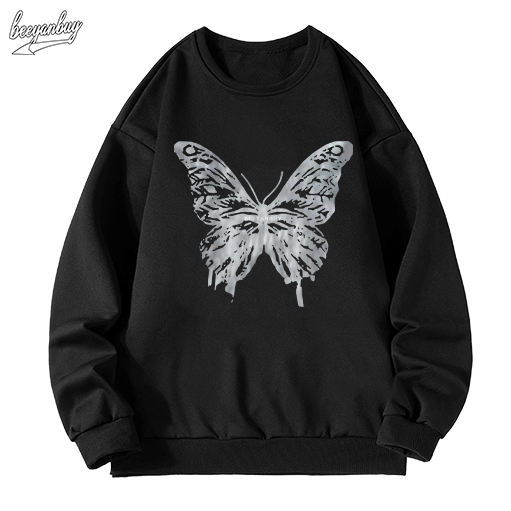 Áo sweater nam BEEYANBUY đẹp vintage in hình Butterfly unisex 100% cotton-Y0427