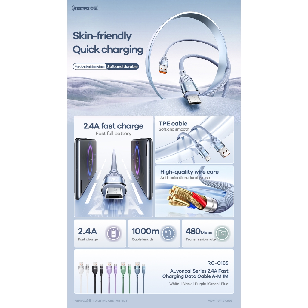 Remax Cáp Sạc Nhanh 2.4a rc-c135